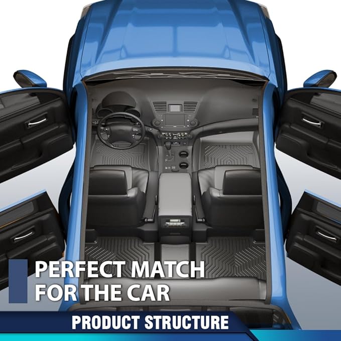 PIT66 Floor Mats Cargo Liners Compatible with Chevy Silverado/GMC Sierra 1500 Crew Cab 2014-2018 Fit Chevy Silverado/GMC Sierra 2500HD 3500HD Crew Cab 2015-2019 TPE All Weather Cover Protection Liners