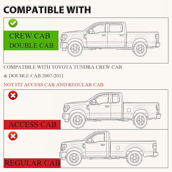 ANDPLAY TPE Floor Mats Liners 3PCS Fit Toyota Tundra Double Cab Pickup 2007-2011 Fit Toyota Tundra CrewMax Cab Pickup 2007-2011 All Weather Protection Floor Liners alfombras para carro Black