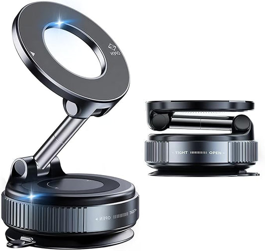 360°Adjustable Vacuum Magnetic Phone Holder for Car [96+LBS Suction & 2800gf Magnetic],Hands-Free Suction Cup Phone Mount for Magsafe,Car Mount for iPhone 17 Pro Max 16 15 14 13 and All Smartphones