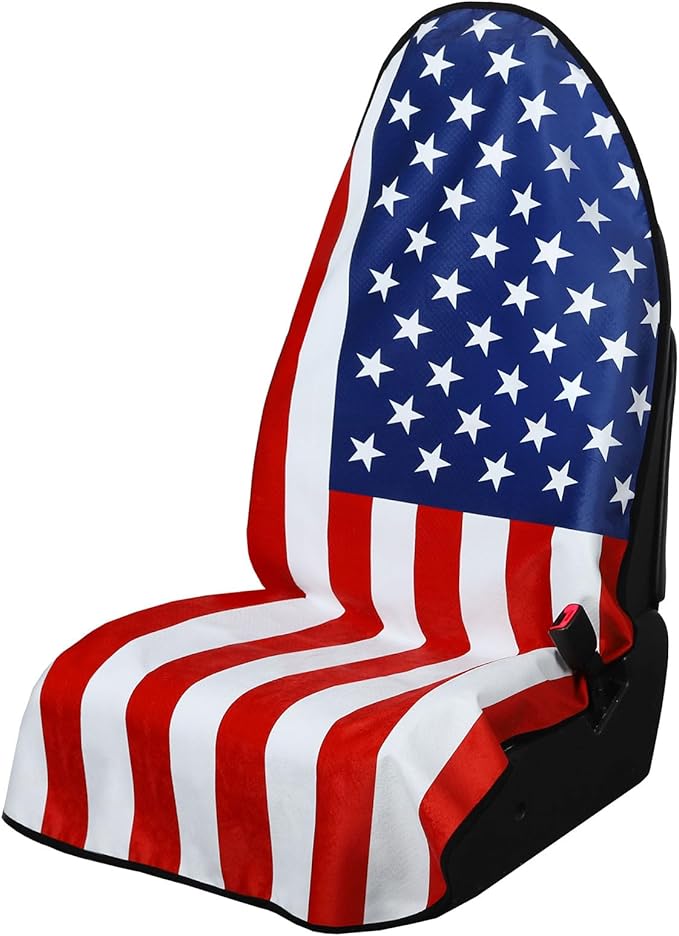 Universal Waterproof Car Seat Covers USA Flag - Automotive Seat Cushion for Sedan SUV Truck Front OR Rear Seats - Anti Slip Car Seat Protector Suit for After Yoga Gym Hiking Running Workout Sport