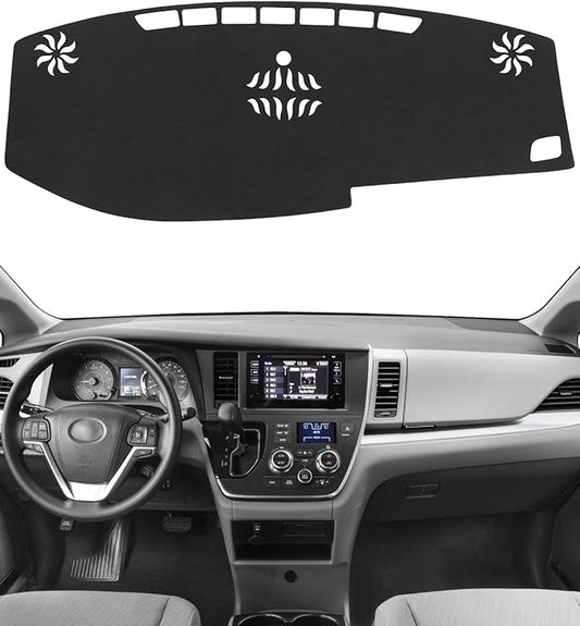 BIBLOZ Dash Cover for Toyota Sienna 2015-2020 Accessories Black Flannel Dashboard Cover Mat Car Dashboard UV Sun Protection