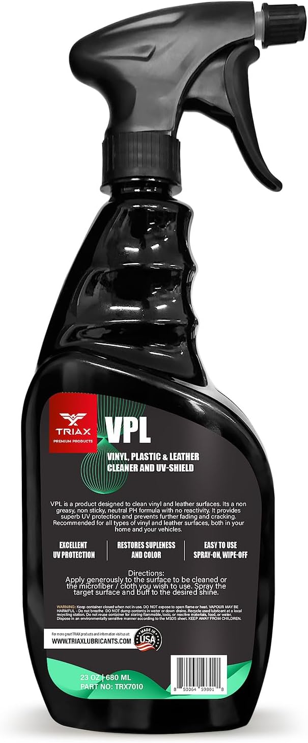 Triax Vinyl, Plastic & Leather VPL Premium Cleaner with UV Shield, Leather Scent (23 Ounce)