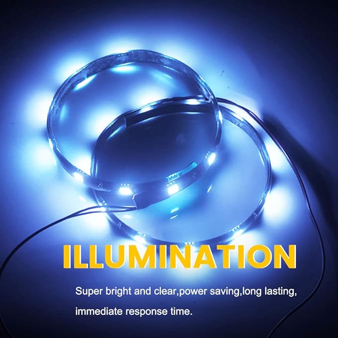 YM E-Bright Led Strip Lights for Cars 27CM 5050 15SMD 300Lumen Waterproof Car Underglow Lights- Motorcycles Golf Cart Boat Led Interior Exterior Lights Strip Decoration DC-12V Ice Blue,Pack of 4