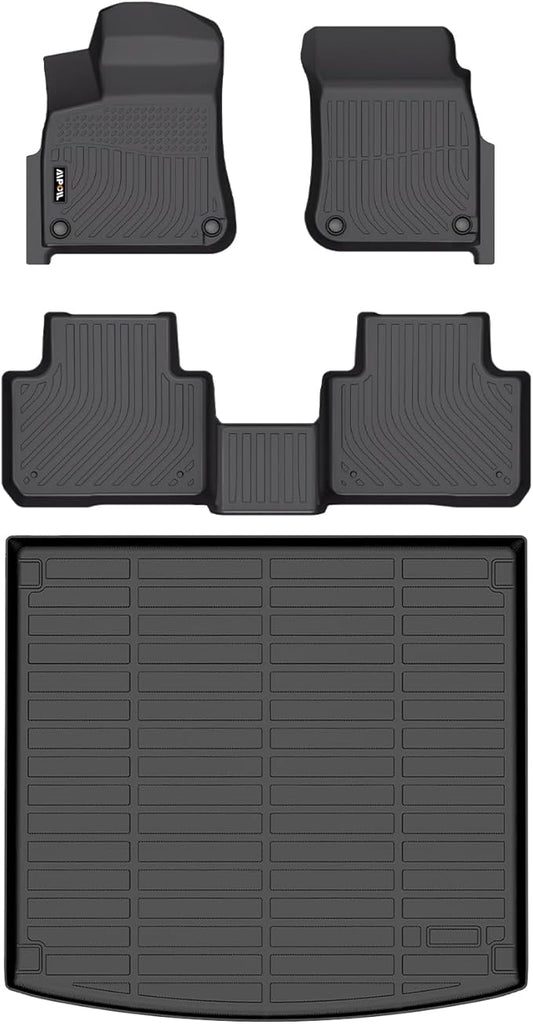 AIPOIL® Floor Mats & Cargo Liner Set for 2020-2025 Porsche Cayenne All Weather Protection TPE Anti-Slip Automotive Full Set Custom Car Mats Accessories - Black