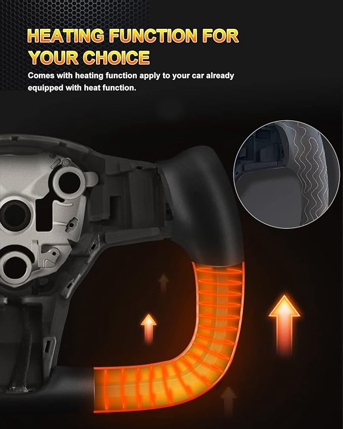 ZIMABLUE Real Carbon Fiber Heated Yoke Steering Wheel for Tesla Model 3 (2017–2023) & Model Y (2020–2024) | Factory-Matched 1:1 Fitment | Hand-Stitched