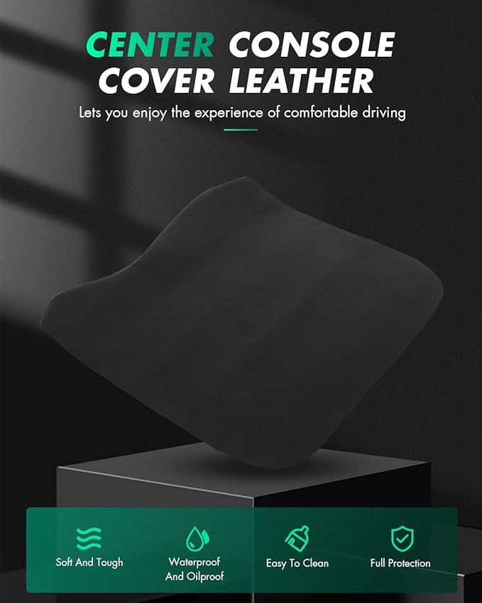 SCITOO Auto Black Leather Front Door Panels Armrest Skin Cover Replacement fit for 2015-2020 for Ford for F150 Center Console Cover