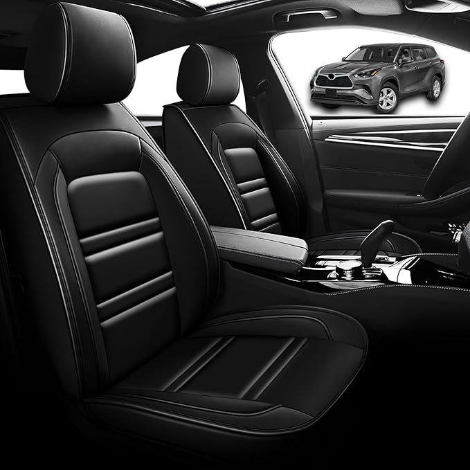 Seat Cover for Toyota Highlander 2001-2025 | Car Seat Covers Front Seats, Waterproof Seat Protectors, Automotive Front Seat Covers (Front Seat, Black)