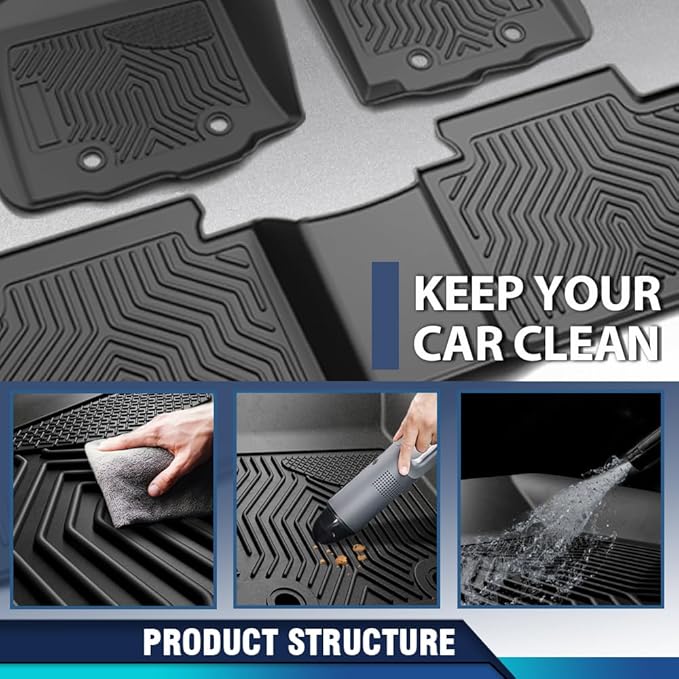 PIT66 Floor Mats Cargo Liners Compatible with Chevy Silverado/GMC Sierra 1500 Crew Cab 2014-2018 Fit Chevy Silverado/GMC Sierra 2500HD 3500HD Crew Cab 2015-2019 TPE All Weather Cover Protection Liners