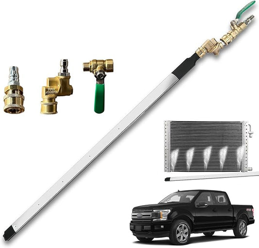 31" / 80cm Radiator Cleaner Wand Radiator Flush Cleaner Tools, 4500 PSI with 180° Swivel Quick Coupler Fan Nozzle & Embedded Punched, Water Air Tool, Gutter Cleaning, Car Truck Power Pressure Washer