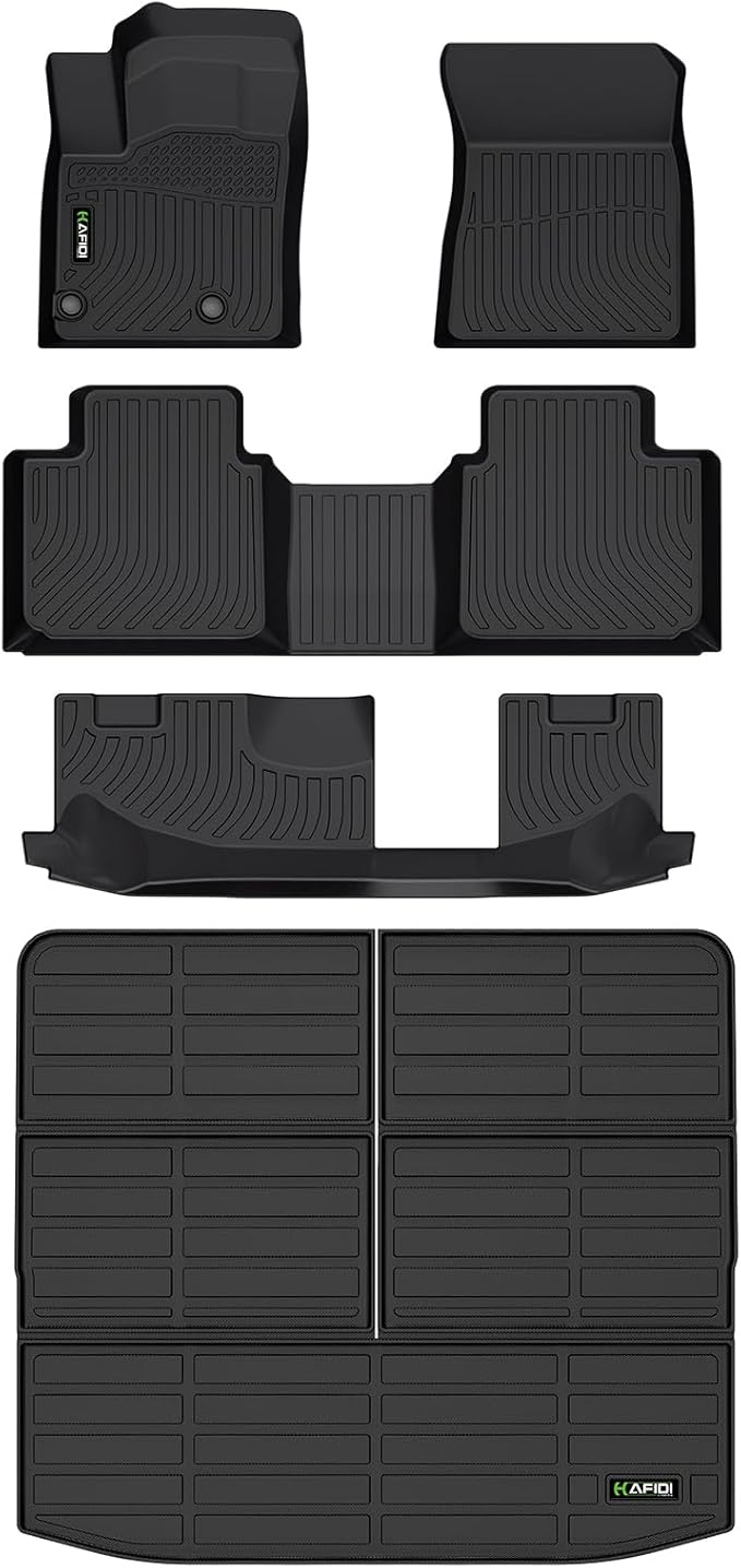 Floor Mats & Cargo Liner for Mitsubishi Outlander 2022-2024 2025 (Not Fit PHEV or Sport Models) Custom Fit Full Set, All Weather Car Accessories (Rear Trunk Mat +Floor Mats)