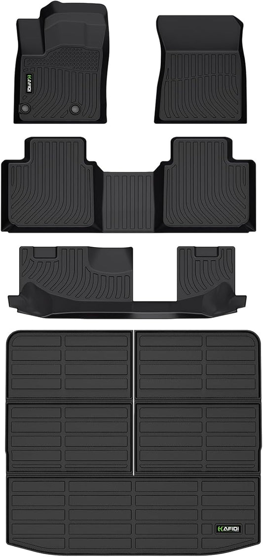 Floor Mats & Cargo Liner for Mitsubishi Outlander 2022-2024 2025 (Not Fit PHEV or Sport Models) Custom Fit Full Set, All Weather Car Accessories (Rear Trunk Mat +Floor Mats)