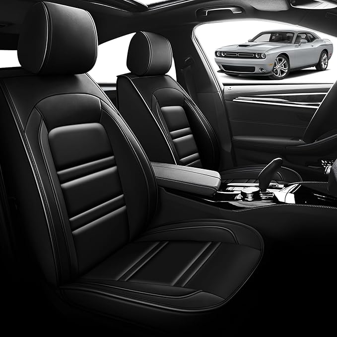 Seat Cover for Dodge Challenger 2008-2023 | Car Seat Covers Front Seats, Waterproof Seat Protectors, Automotive Front Seat Covers (Front Seat, Black)