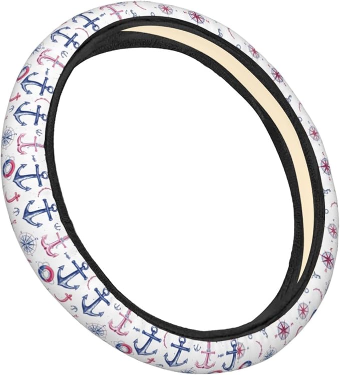 Anchors Compass Steering Wheel Covers Anti-Slip Elasticity Car Accessories Steering Wheel Protector Universal 15 Inch for Cars SUV Vehicle Truck