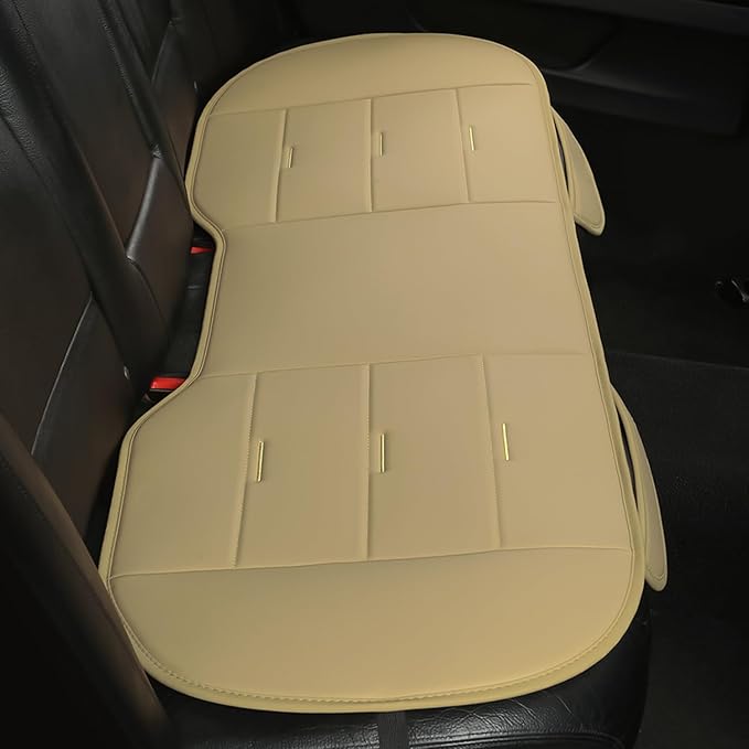 West Llama Bottom Seat Covers, Include 1 Pair Front Seat Protector and 1 Rear Seat Cover, Universal PU Leather Seat Covers for 90% Cars (Beige)