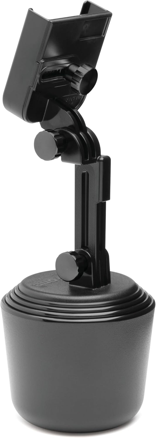 WeatherTech CupFone with Extension – Adjustable, Universal Cup Holder Cell Phone Mount Car & Truck Accessory – Best Design for iPhone & Smartphone Charging – Black Metal Knobs