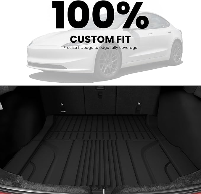 LASFIT Trunk Mat Trunk Liner for Tesla Model 3 Highland 2025 2024, All Weather TPE Custom Fit Cargo Mat Cargo Liner Interiror Accessories, Black