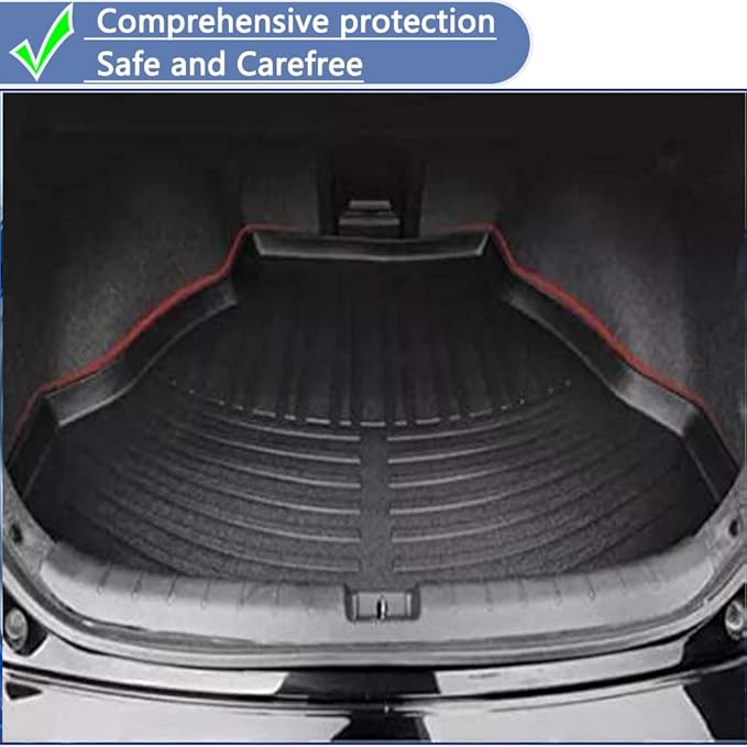 All Weather Rear Cargo Liners Trunk Tray Mats Protector Custom Compatible with 2013 2014 2015 2016 2017 Honda Accord, 3D Waterproof Durable Odorless Flexible Black TPO Accessories