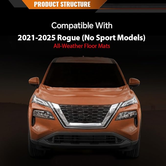 ANDPLAY TPE Floor Mats Liners Compatible with Nissan Rogue 2021 2022 2023 2024 (No Sport Models) All Weather Protection Black Floor Liners alfombras para carro