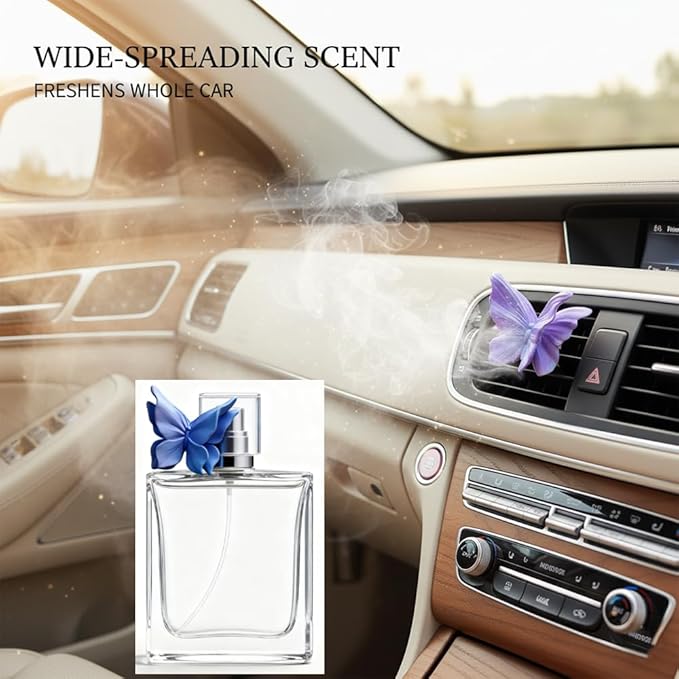 2pcs Elegant Butterfly Car Aroma Diffuser - Premium Gypsum Vent Clip Decor with Long-Lasting Scent(Pink & Blue-Purple)