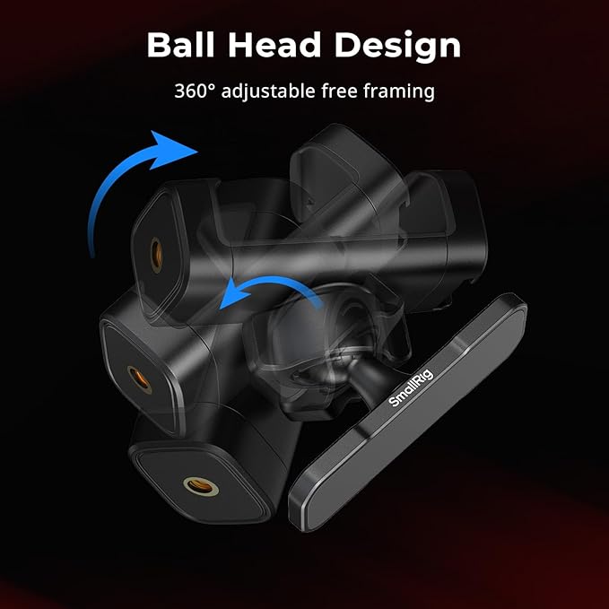 SMALLRIG Magnetic Phone Holder for Gym, Alloy Base with 360° Ball Head, Universal Phone Clamp Mount Suitable for iPhone 17/16/15/14/13/12 Series & Android Phones, Attach to Metal Surfaces-5582