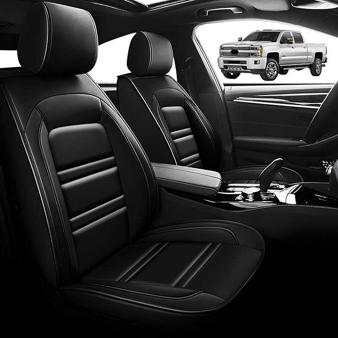 Seat Cover for Chevy Silverado 2007-2025 | Car Seat Covers Front Seats, Waterproof Seat Protectors, Automotive Front Seat Covers (Front Seat, Black)