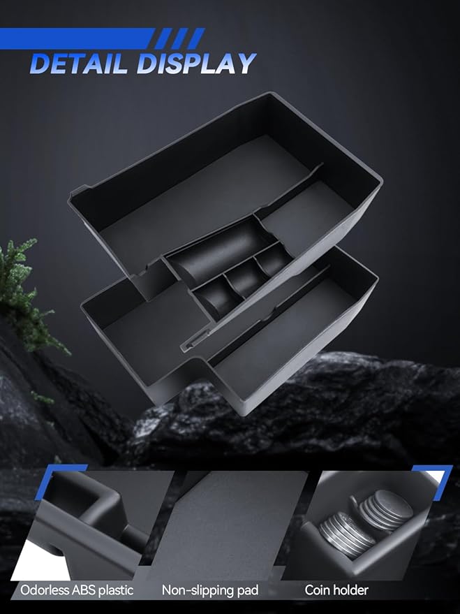 for Outback 2pcs Center Console Organizer Subaru Outback & Legacy 2021-2024 2025 Accessories Armrest Tray Middle Storage Box Insert Container Durable ABS Plastic (Upper & Lower 2 Packs Black)