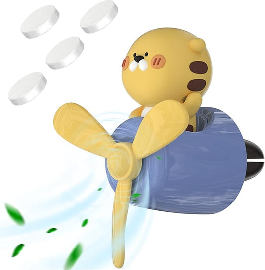 Pilot Car Air Freshener, Cute Tiger Car Vent Clip Air Freshener with 4 Fragrant Tablets Automotive Air Outlet Fan Diffuser, Automotive Interiors Vent Decoration (Pilot Tiger)