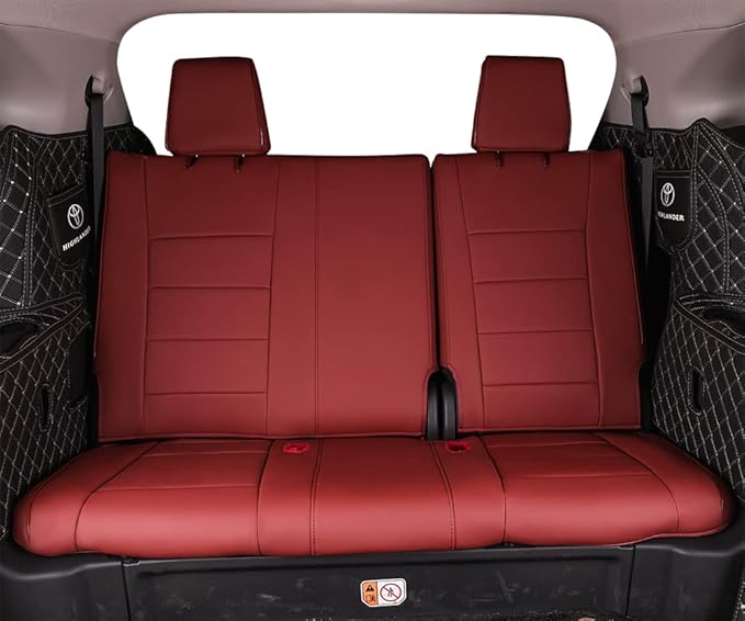 EKR Highlander Seat Covers for Toyota Highlander 2014 2015 2016 2017 2018 2019,2nd Row 40/60 Split,Car Seat Protectors for Trucks,Waterproof Leather Car Seat Cover Full Set-Faux Leather(Burgundy)