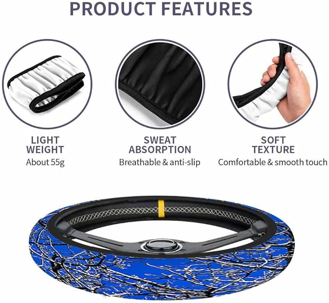 Tree and Sky Steering Wheel Cover Branches Facing The Blue Sky Steering Wheel Cover for Women Men Anti-Slip Breathable Steering Wheel Protector Car Accessories