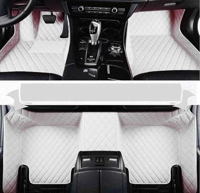 Errva Custom Personalized Floor Mats for Cars，Luxury Full Coverage All Weather Car Floor Mats，Anti-Slip Leather Car Mat Set ，Custom Floor Mats for 98.99% of Cars, Trucks & SUVs (White)