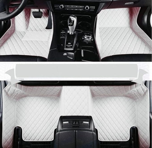 Errva Custom Personalized Floor Mats for Cars，Luxury Full Coverage All Weather Car Floor Mats，Anti-Slip Leather Car Mat Set ，Custom Floor Mats for 98.99% of Cars, Trucks & SUVs (White)