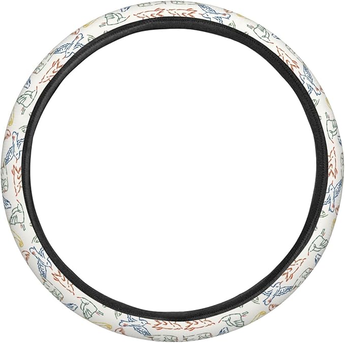 Dujiea Cute Seagull Bird Elastic Stretch Steering Wheel Cover, Anti-Slip and Durable Car Steering Wheel Accessories for Women Men, 15 Inch Universal Fit Car, Truck, SUV