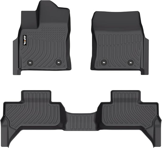 AIPOIL® Floor Mats for 2022-2025 Toyota Tundra Double Cab Fits 1st & 2nd Row TPE All Weather Anti-Slip Floor Liners Full Set Custom Car Mats Accessories, Black