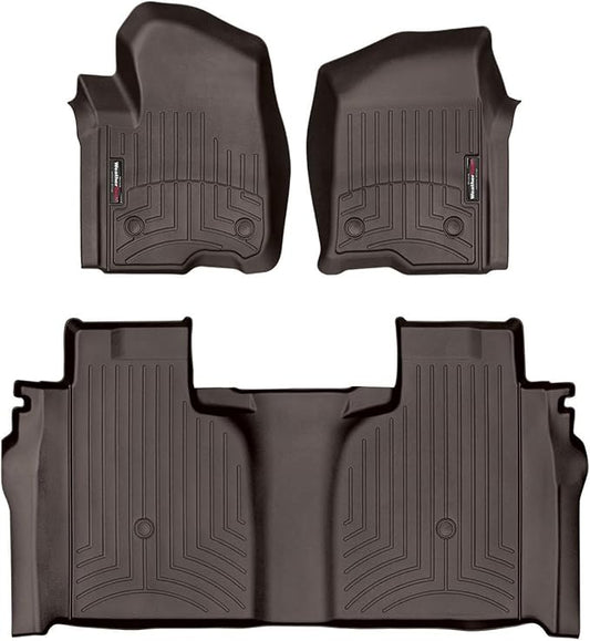 Weathertech Custom Fit FloorLiners for GMC Sierra 1500 Limited, Silverado 2500HD/3500HD, Silverado 1500-1st & 2nd Row (471436-1-2), Cocoa