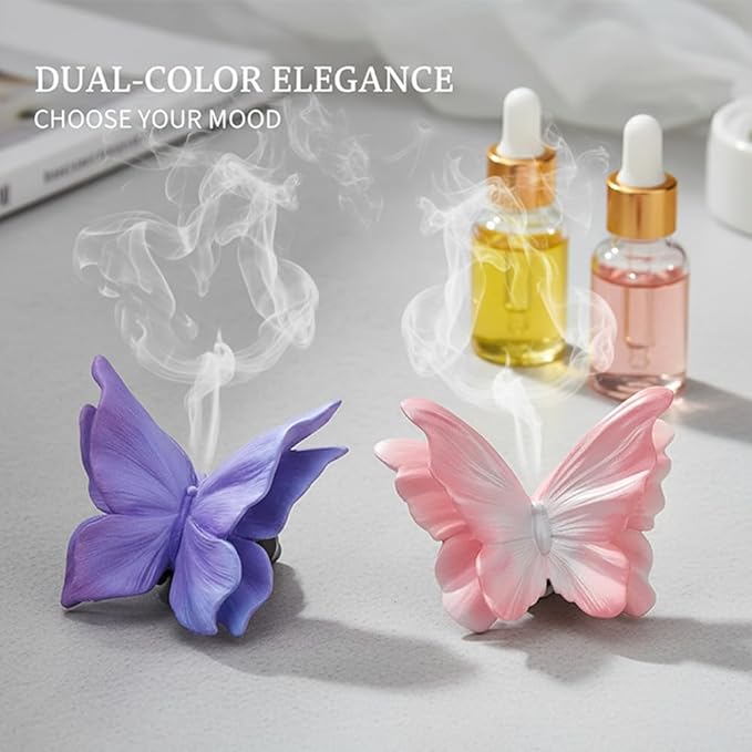 2pcs Elegant Butterfly Car Aroma Diffuser - Premium Gypsum Vent Clip Decor with Long-Lasting Scent(Pink & Blue-Purple)