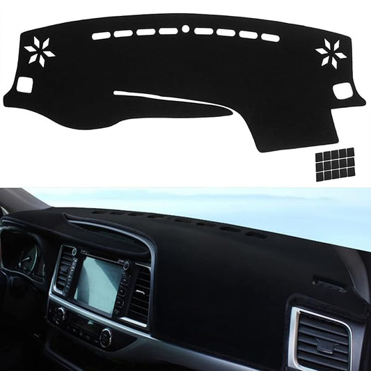 KEYOOG Dashboard Cover Dash Mat Fit for to-yota Highlander 2019-2014 (Without HUD Models),Car Dash Board Mat Anti-Glare Carpet,Non-Slip Pad Sunshield Protector (Black)