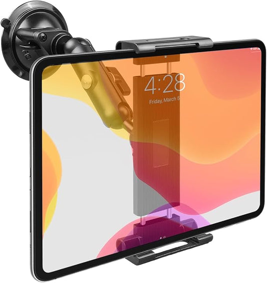 Tablet Mount with Suction Base, 360° Swivel Holder Fits for 6-11In iPad Samsung Tablets, Universal Aluminum Stand for Vehicle Boat Dashboard Wall Desk