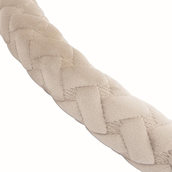 Flying Banner car Steering Wheel Cover Massage Velvet Warm Universal Size 15 inches SUV Truck Anti Slip Odorless Summer Winter (Beige, Velvet Massage)