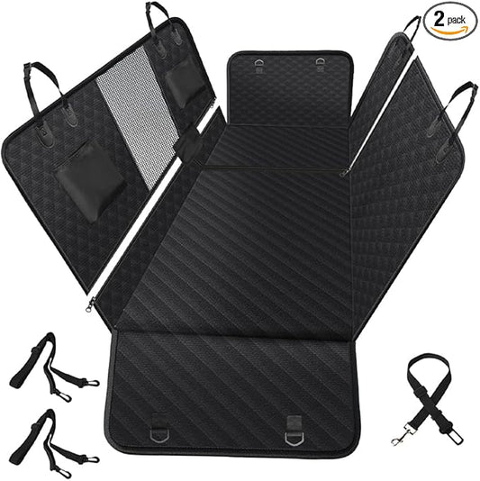 Vailge 6 in 1 Car Seat Cover for Back Seat, 60/40 Split, 100% Waterproof with Mesh Window, Scratch Prevent Anti-slip Dog Hammock, Standard