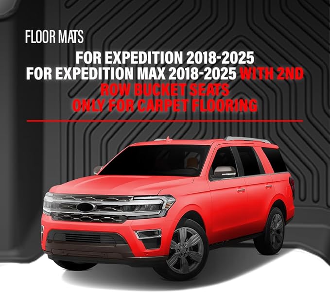 TPE Floor Mats Cargo Liners All-Weather Protection Compatible with Ford Expedition 2018-2025 with 2nd Row Bucket Seats Only for Carpet Flooring 1st & 2nd & 3rd 5PCS alfombras para carro