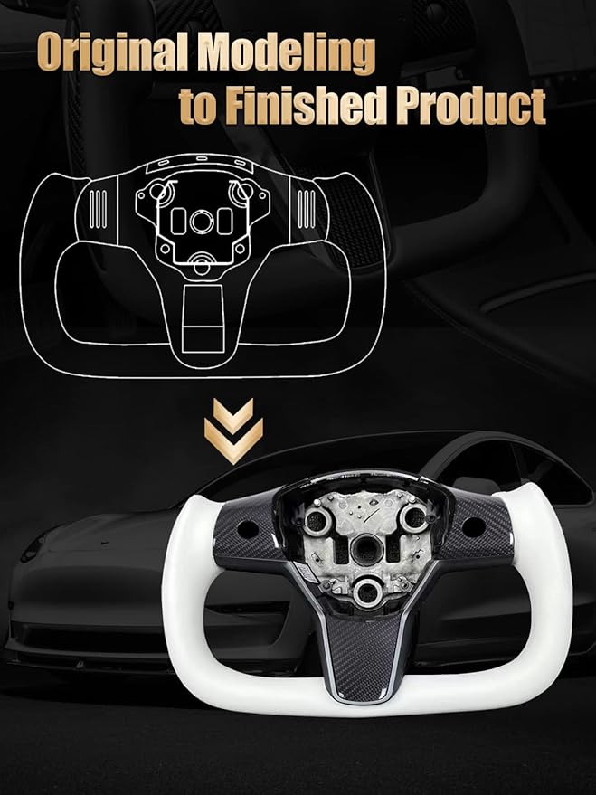 ZIMABLUE Yoke Steering Wheel for Model 3/Y-2017-2023 Steering Wheel with Heating Function Compatible with Tesla Model 3 Y