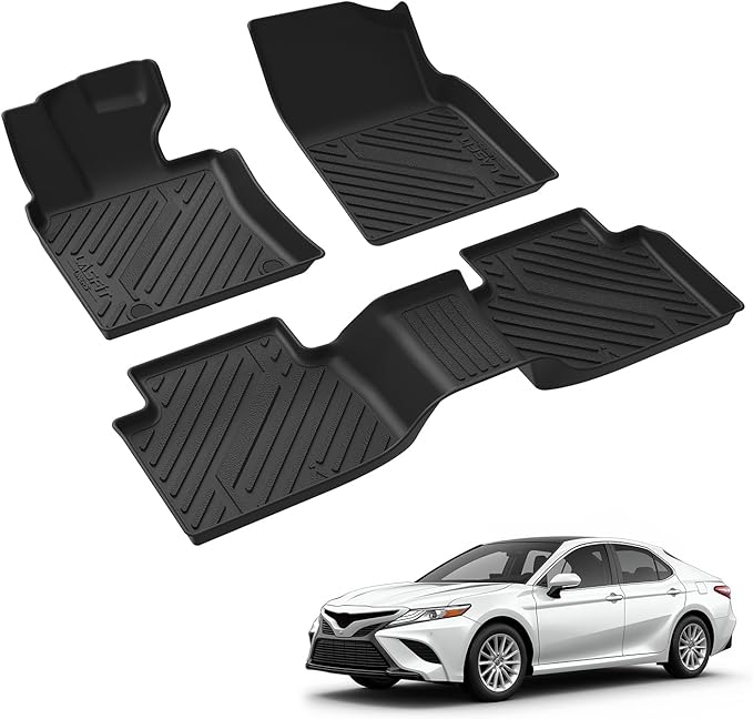 LASFIT Floor Mats for Toyota Camry 2018-2024 (Only Fit Hybrid), Custom Fit TPE All Weather Floor Liners for Camry 2018 2019 2020 2021 2022 2023 2024 1st & 2nd Row Car Mats, Black