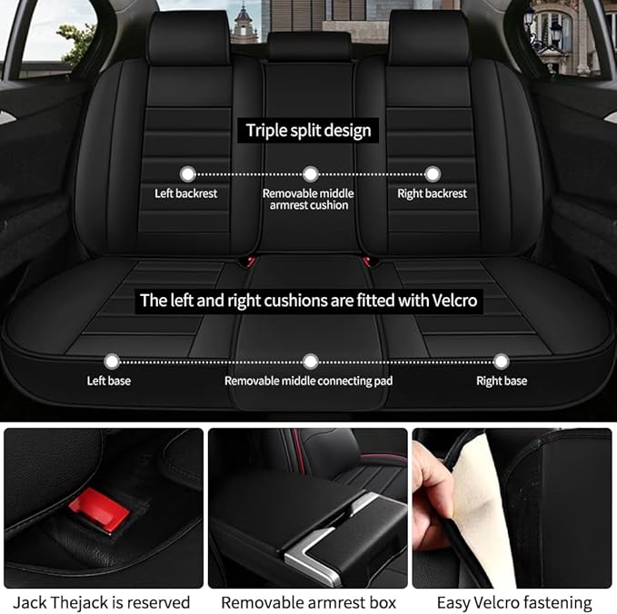 for Toyota Highlander 2006-2026 Seat Covers,Waterproof,Abrasion-Resistant PU Leather Full Set Seat Cover(Luxury Black&Red)