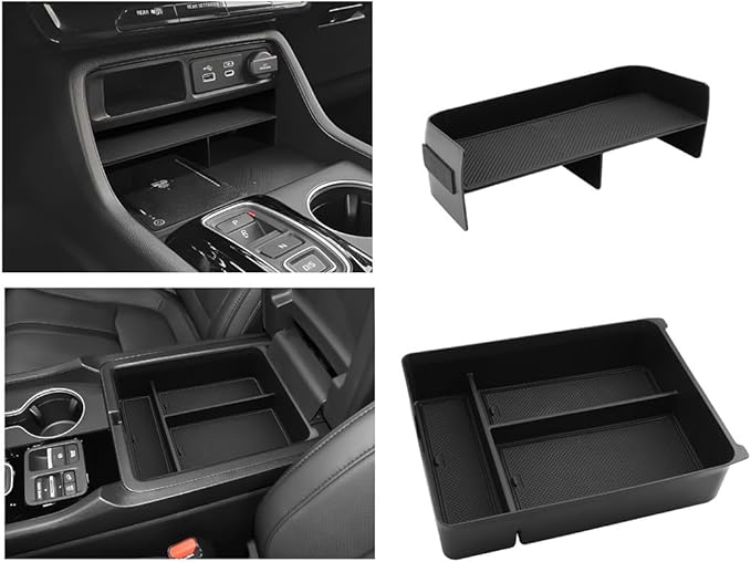 LUWU 2026 Honda Passport Accessories Compatible with 2023 2024 2025 Pilot & 2026 Passport Center Console Organizer, Armrest Storage Box Tray Organizer Insert Tray 2025 Pilot Accessories Black 2PCS