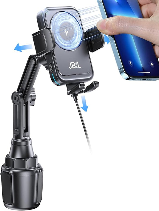 Wireless Car Charger Car Cup Phone Holder 15W Fast Charging Auto Clamping Car Charger Dual Port PD&QC3.0 for iPhone16/15/14/13/12/11 Pro Max Xs, Samsung Galaxy S24 Ultra S23 S22 S21 S20