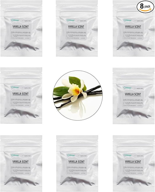 32pcs Vanilla Car Air Freshener Refill Fragrance Tablets,8 Pack Sweet Vanilla Car Scents Pads for Car Air Freshener Vent Clips,1.7cm/0.7inches Diameters Scent Pads