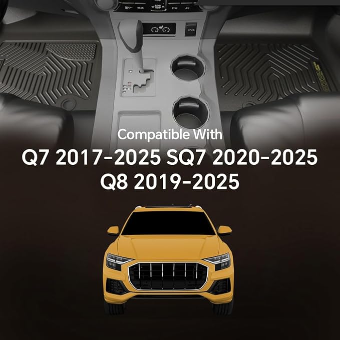 TPE Floor Mats Cargo Liners Compatible with Audi Q7 2017-2025/ Fit Audi SQ7 2020-2025/Fit Audi Q8 2019-2025,All-Weather Protection