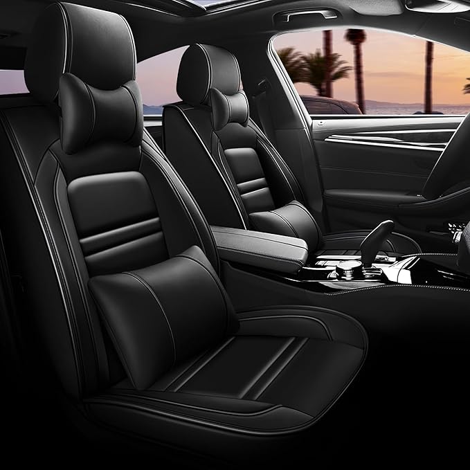 Seat Covers for Dodge Grand Caravan 1999-2020 | 5-Seats Seat Covers, Waterproof Seat Protectors, Automotive Seat Covers (Full Set with Pillow,Black)