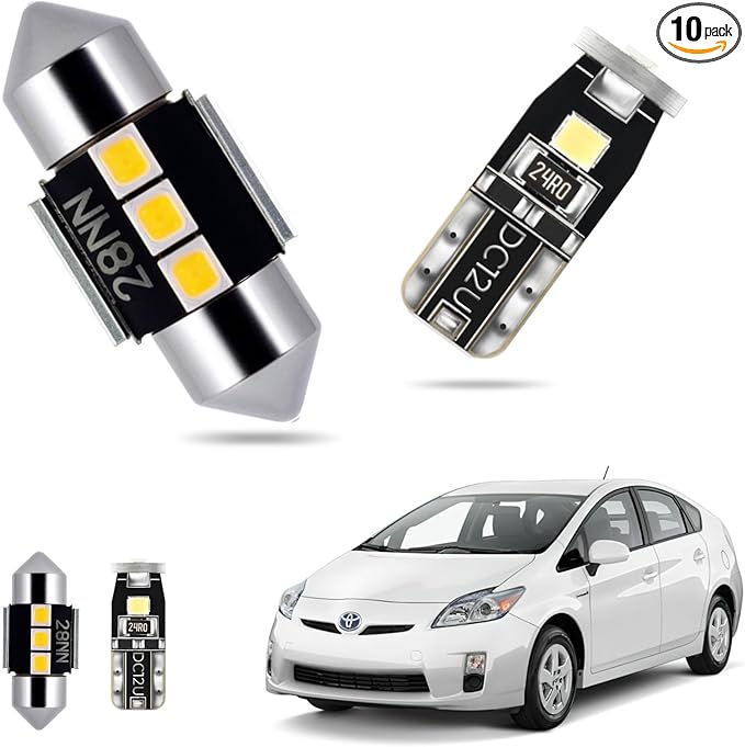 EASY EAGLE LED Interior Car Lights for Toyota-Prius-2010-2015: 10 Piece Kit White LED Light Bulbs - Super Bright 6000K + Install Tool