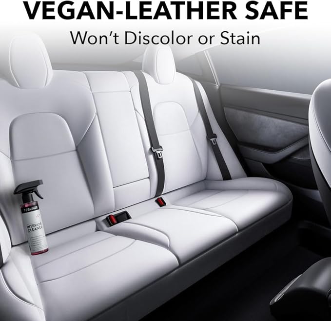Tesla Seat Cleaner & Stain Remover - Interior Cleaner for Black & White Vegan Leather, Interior Cleaning Products for Seats, Dash, Console | Tesla Accessories for Model Y, Model 3, S, X, Cybertruck